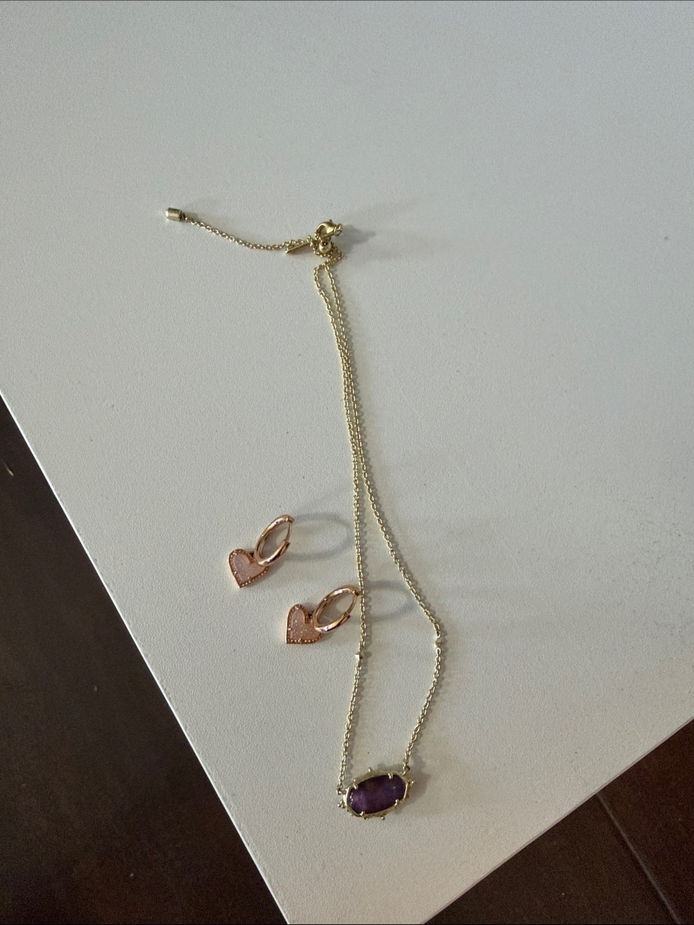 Kendra Scott bundle rose gold heart Huggies and gold Elisa pendant necklace